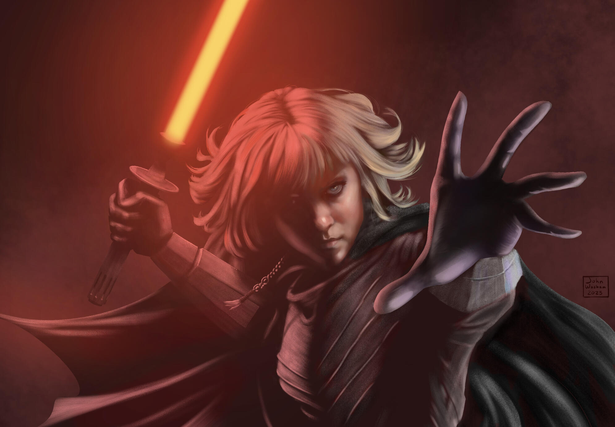 A digital painting of Shin Hati, a mysterious new character from the upcoming Ahsoka series.